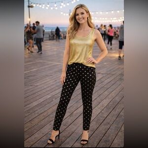 Old Navy NWOT Black with Gold Foil Dots Pixie Pants size 4.
